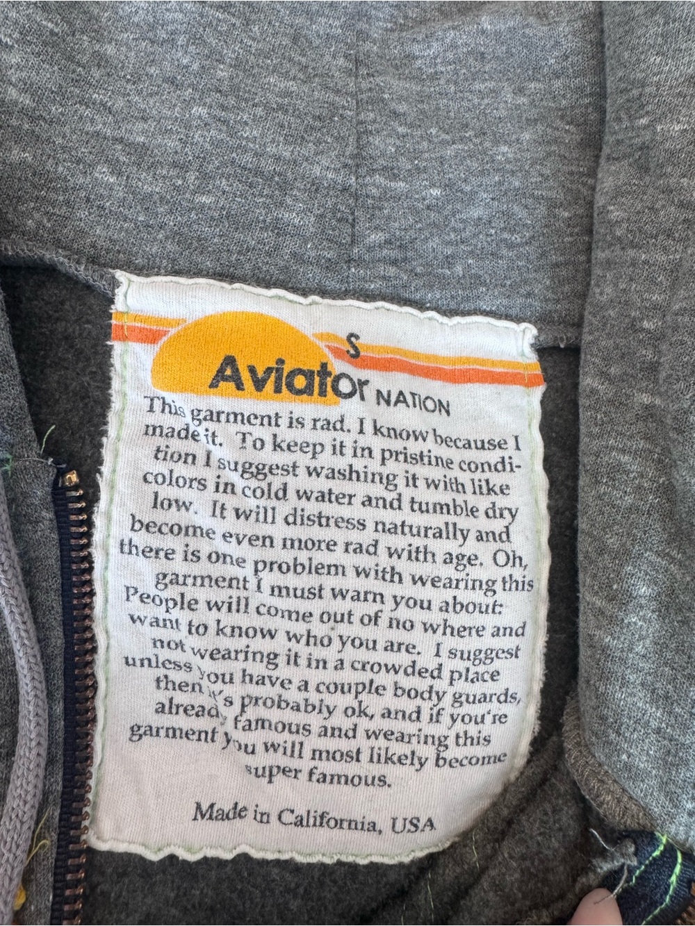 Aviator Nation 5 Stripe Hoodie - Heather Grey - Picture 5 of 5